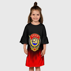 Платье клеш для девочки СССР патриотический значок с серпом, цвет: 3D-принт — фото 2