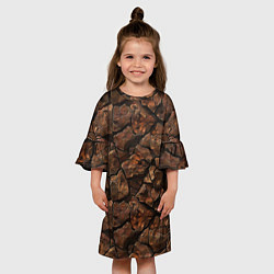 Платье клеш для девочки Элементаль земли текстура, цвет: 3D-принт — фото 2
