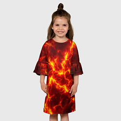 Платье клеш для девочки Текстура огня, цвет: 3D-принт — фото 2