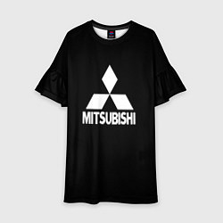 Платье клеш для девочки Mitsubishi logo white, цвет: 3D-принт