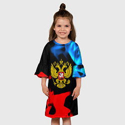 Платье клеш для девочки Россия герб огненый стиль, цвет: 3D-принт — фото 2