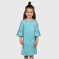 Платье клеш для девочки Бело-голубой полосы, цвет: 3D-принт — фото 2