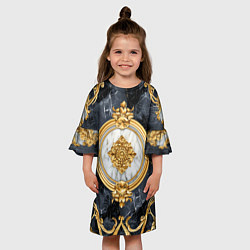 Платье клеш для девочки Классические узоры лакшери текстура, цвет: 3D-принт — фото 2