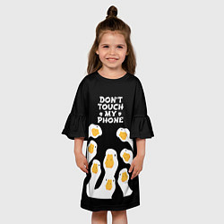 Платье клеш для девочки Белые гуси - не трогай мой телефон, цвет: 3D-принт — фото 2