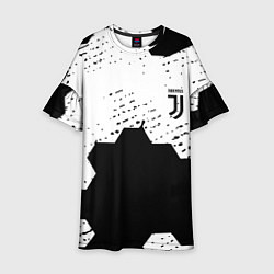 Платье клеш для девочки Juventus hexagon black sport, цвет: 3D-принт