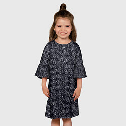 Платье клеш для девочки Текстурированный чёрно-синий, цвет: 3D-принт — фото 2