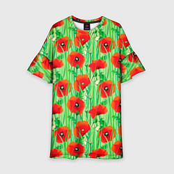 Платье клеш для девочки Маковый узор, цвет: 3D-принт