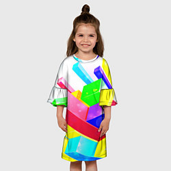 Платье клеш для девочки Цветные столбы, цвет: 3D-принт — фото 2