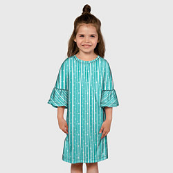 Платье клеш для девочки Бело-голубой полосы в горошек, цвет: 3D-принт — фото 2