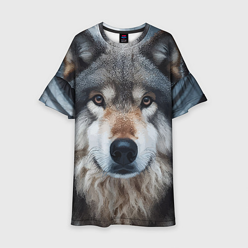 Детское платье Волк в лесу - первый снег / 3D-принт – фото 1