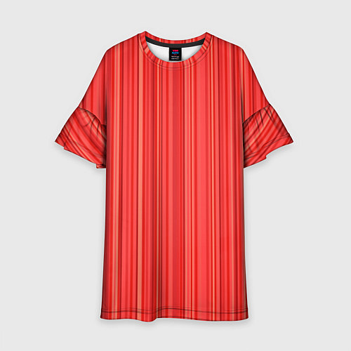 Детское платье Полосатый красно-розовый / 3D-принт – фото 1