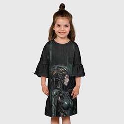 Платье клеш для девочки Девушка-киборг в защитной броне, цвет: 3D-принт — фото 2