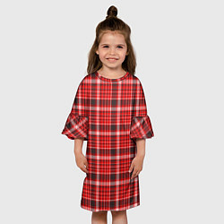 Платье клеш для девочки Красный клетчатый узор, цвет: 3D-принт — фото 2