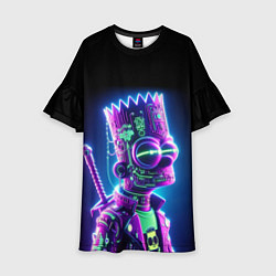 Платье клеш для девочки Bart Simpson cyber ninja - neon glow, цвет: 3D-принт