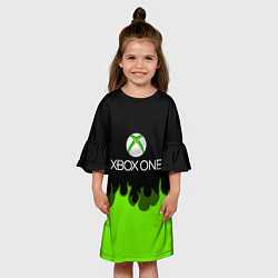 Платье клеш для девочки Xbox green fire, цвет: 3D-принт — фото 2
