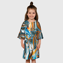 Платье клеш для девочки Иллюзия смешанных абстрактных красок, цвет: 3D-принт — фото 2