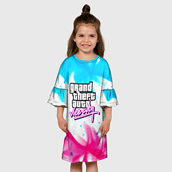 Платье клеш для девочки GTA neon flame, цвет: 3D-принт — фото 2