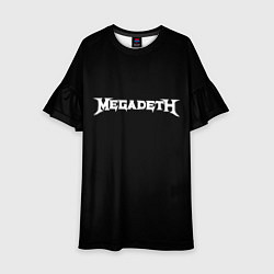 Платье клеш для девочки Megadeth logo white, цвет: 3D-принт