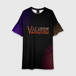 Платье клеш для девочки Valheim logo pattern, цвет: 3D-принт