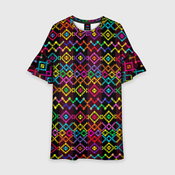 Платье клеш для девочки Этнический геометрический узор, цвет: 3D-принт