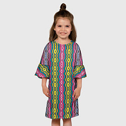 Платье клеш для девочки Абстрактные разноцветные вертикальные полосы, цвет: 3D-принт — фото 2