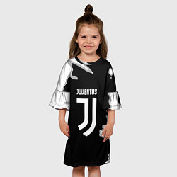 Платье клеш для девочки Juventus fc краски, цвет: 3D-принт — фото 2