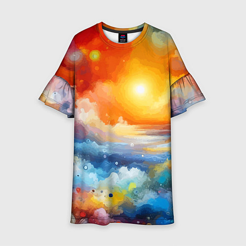 Детское платье Закат солнца - разноцветные облака / 3D-принт – фото 1