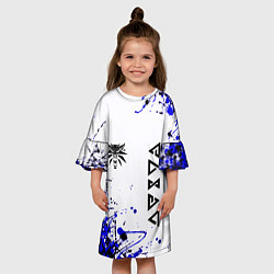 Платье клеш для девочки Ведьмак лого краски, цвет: 3D-принт — фото 2