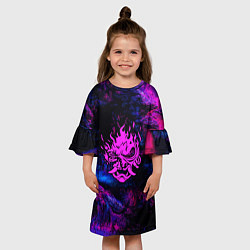 Платье клеш для девочки Cyberpunk неоновые краски, цвет: 3D-принт — фото 2