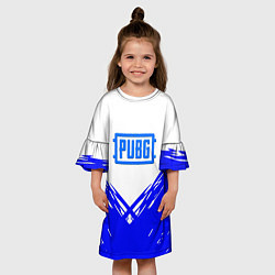Платье клеш для девочки PUBG синие краски, цвет: 3D-принт — фото 2