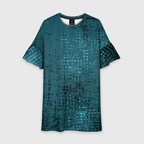 Детское платье Тёмный бирюзовый абстракция однотонный / 3D-принт – фото 1