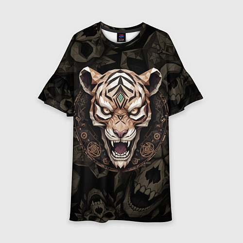Детское платье Магический тигр с древними рунами / 3D-принт – фото 1