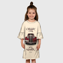 Платье клеш для девочки Классические автомобили Opel, цвет: 3D-принт — фото 2