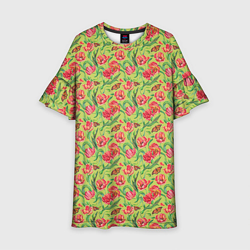 Детское платье Тюльпаны и бабочки / 3D-принт – фото 1