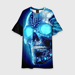 Детское платье Neon cyber skull - ai art