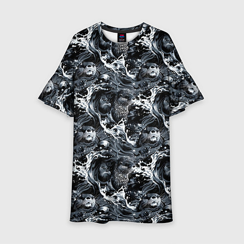 Детское платье Выдры купаются в речке - паттерн / 3D-принт – фото 1