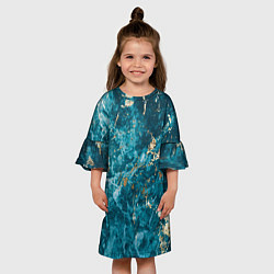 Платье клеш для девочки Мраморная текстура с золотом, цвет: 3D-принт — фото 2