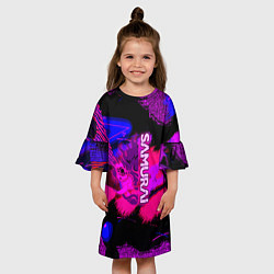 Платье клеш для девочки Samurai ретровейв, цвет: 3D-принт — фото 2