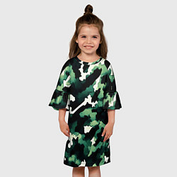 Платье клеш для девочки Яркий зелёный камуфляж, цвет: 3D-принт — фото 2