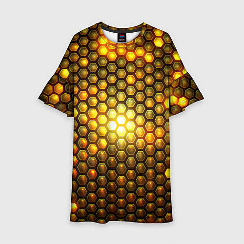 Детское платье Металлические соты - роскошный блеск золота / 3D-принт – фото 1