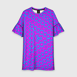 Платье клеш для девочки Неонового цвета геометрический асимметричный узор, цвет: 3D-принт