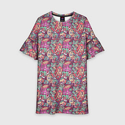 Платье клеш для девочки Монстры любители кофе, цвет: 3D-принт