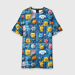 Платье клеш для девочки Пэчворк с зайчиками, цвет: 3D-принт