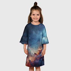 Платье клеш для девочки Космическая даль, цвет: 3D-принт — фото 2