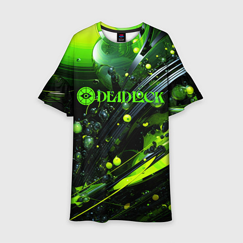Детское платье Deadlock logo зеленая абстракция / 3D-принт – фото 1