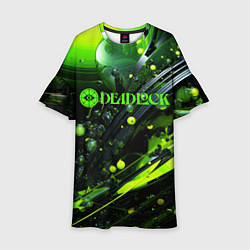 Детское платье Deadlock logo зеленая абстракция
