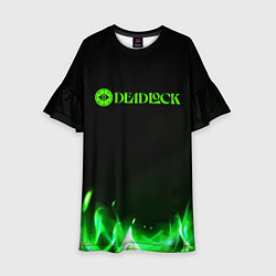 Платье клеш для девочки Deadlock logo зеленый огонь, цвет: 3D-принт