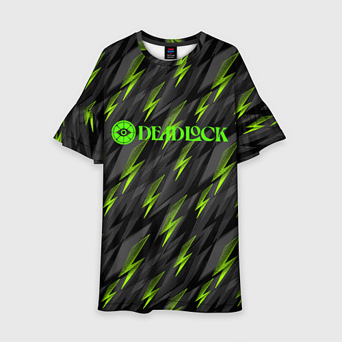 Детское платье Deadlock зеленые молнии / 3D-принт – фото 1