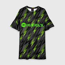 Платье клеш для девочки Deadlock зеленые молнии, цвет: 3D-принт