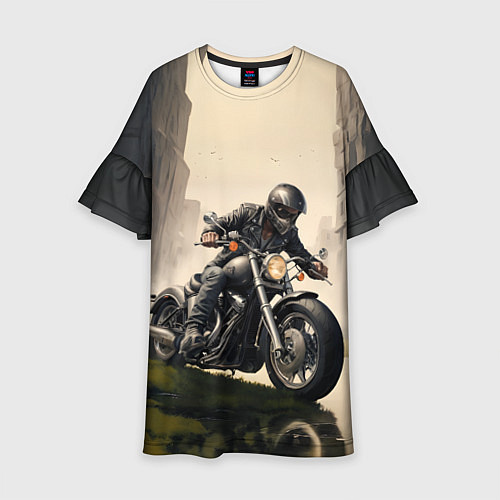 Детское платье Скетч байкер / 3D-принт – фото 1